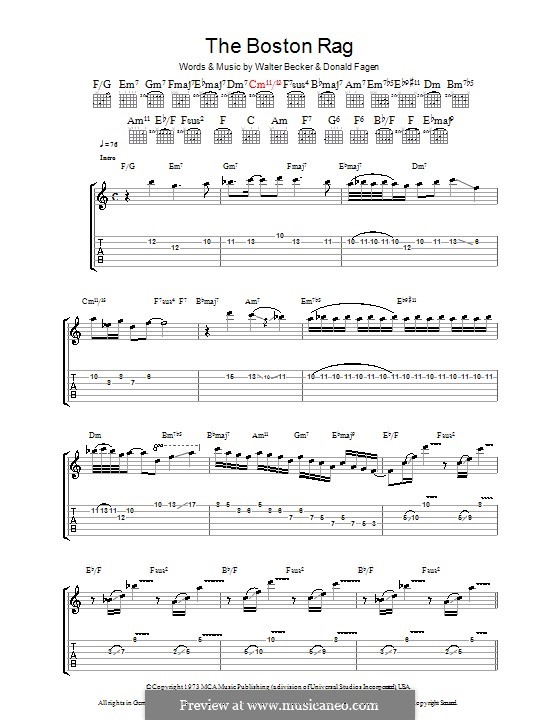 The Boston Rag (Steely Dan): Гитарная табулатура by Donald Fagen, Walter Becker