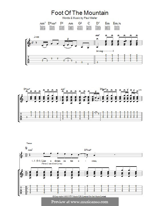 Foot of the Mountain: Гитарная табулатура by Paul Weller
