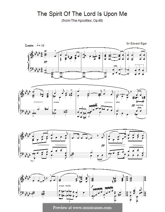 Апостолы, Op.49: Spirit of the Lord is upon Me, for piano by Эдуард Элгар