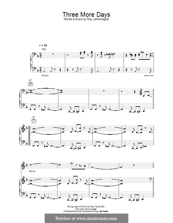 Three More Days: Для голоса и фортепиано (или гитары) by Ray LaMontagne
