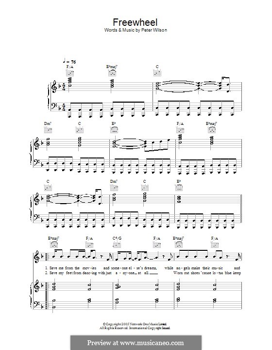 Freewheel (Duke Special): Для голоса и фортепиано (или гитары) by Peter Wilson