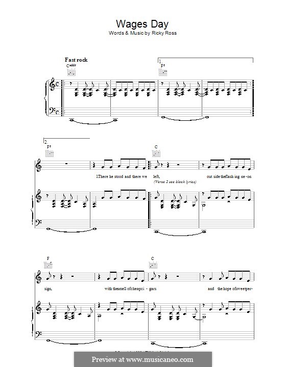 Wages Day (Deacon Blue): Для голоса и фортепиано (или гитары) by Ricky Ross