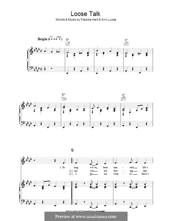 Loose Talk (Patsy Cline): Для голоса и фортепиано (или гитары) by Ann Lucas, Freddie Hart