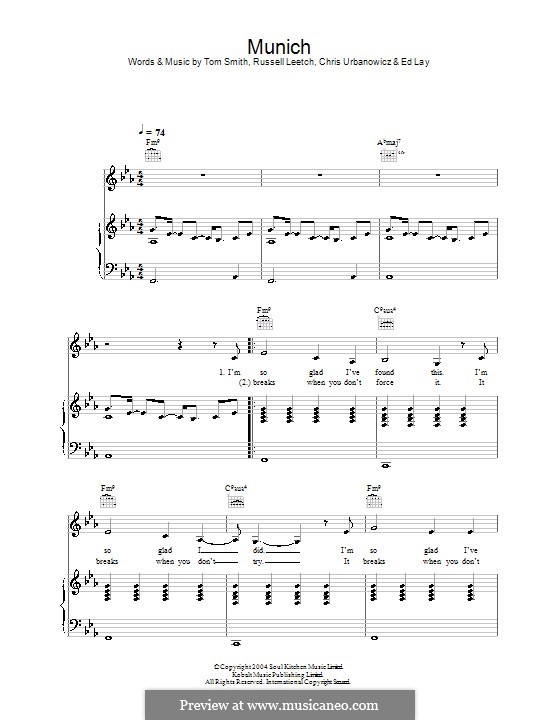 Munich (Editors): Для голоса и фортепиано (или гитары) by Christopher Urbanowicz, Edward Lay, Russell Leetch, Thomas Henry Smith