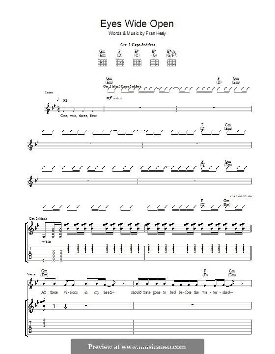 Eyes Wide Open (Travis): Гитарная табулатура by Fran Healy