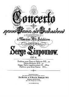 Фортепианный концерт No.1, Op.4: Для двух фортепиано by Сергей Ляпунов