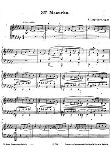 Мазурка No.3, Op.17: Мазурка No.3 by Сергей Ляпунов