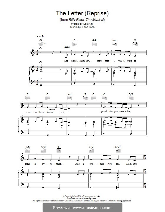 The Letter. Reprise: Для голоса и фортепиано (или гитары) by Elton John