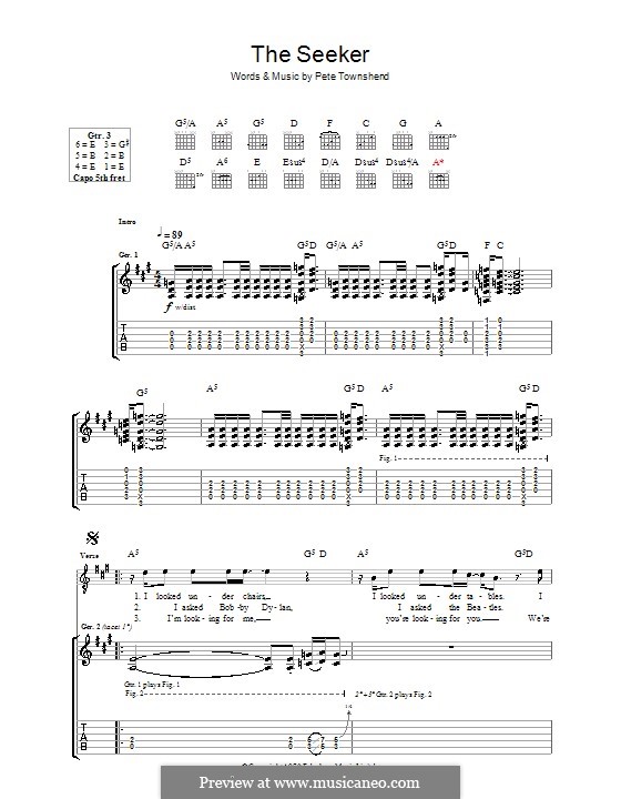 The Seeker (The Who): Гитарная табулатура by Peter Townshend