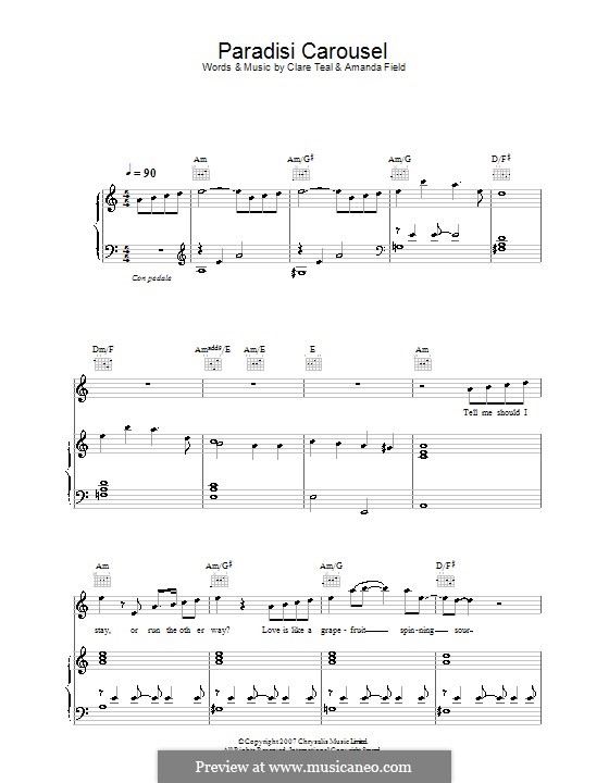Paradisi Carousel (Clare Teal): Для голоса и фортепиано (или гитары) by Amanda Field