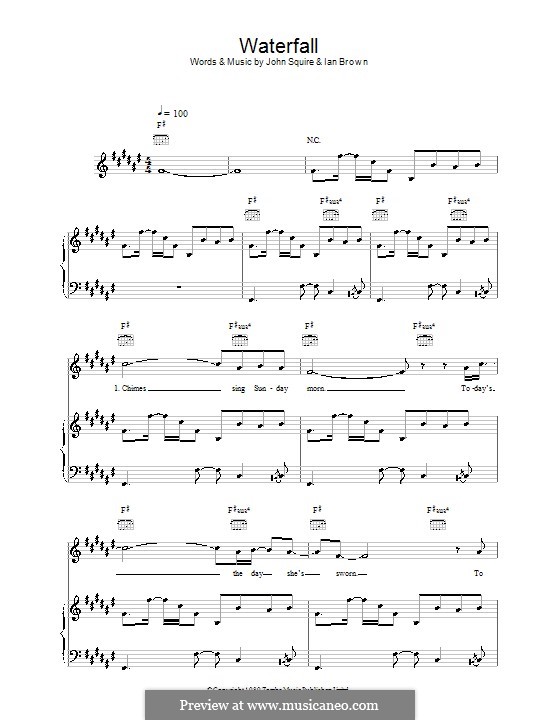 Waterfall (The Stone Roses): Для голоса и фортепиано (или гитары) by Ian Brown, John Squire
