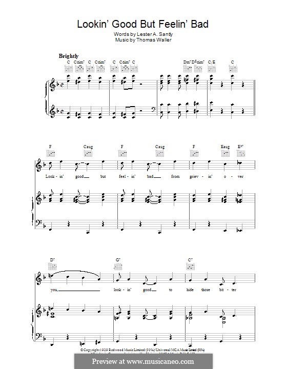Lookin' Good But Feelin' Bad: Для голоса и фортепиано (или гитары) by Fats Waller