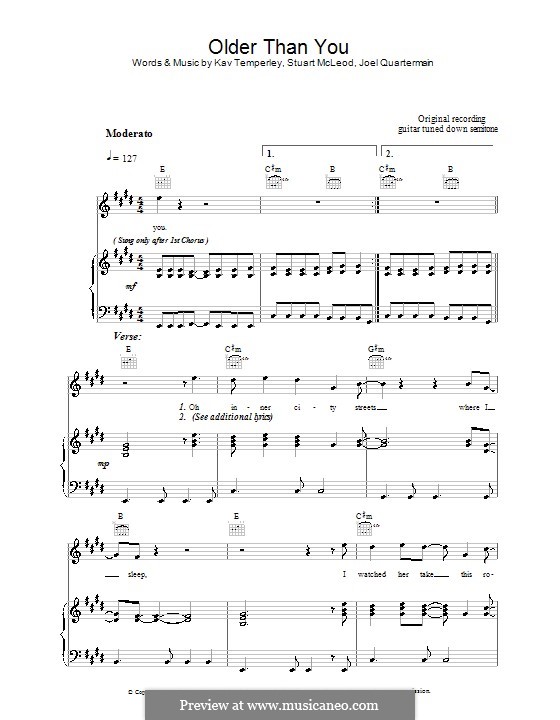 Older Than You (Eskimo Joe): Для голоса и фортепиано (или гитары) by Joel Quartermain, Kavyen Temperley, Stuart MacLeod