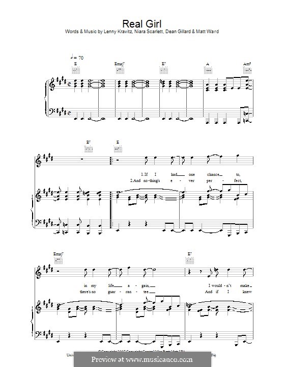 Real Girl (Mutya Buena): Для голоса и фортепиано (или гитары) by Dean Gillard, Lenny Kravitz, Matt Ward, Niara Scarlett