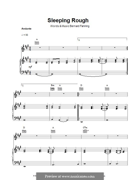 Sleeping Rough: Для голоса и фортепиано (или гитары) by Bernard Fanning