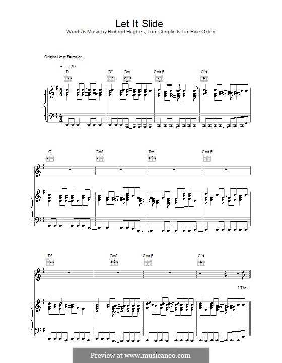 Let It Slide (Keane): Для голоса и фортепиано (или гитары) by Richard Hughes, Tim Rice Oxley, Tom Chaplin
