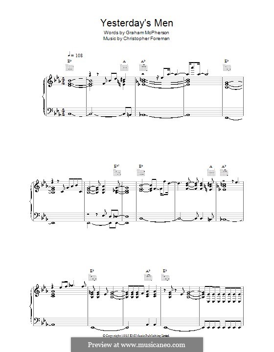 Yesterday's Men (Madness): Для голоса и фортепиано (или гитары) by Christopher Foreman, Graham McPherson