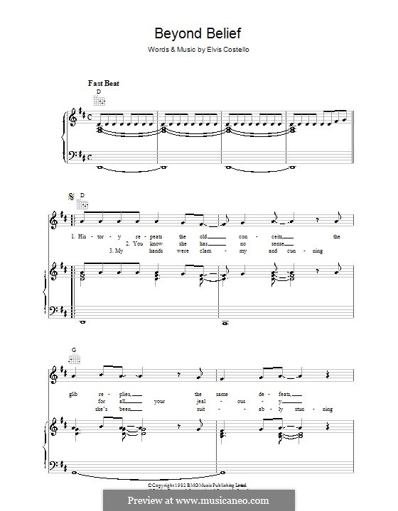 Beyond Belief (Elvis Costello): Для голоса и фортепиано (или гитары) by Declan Macmanus