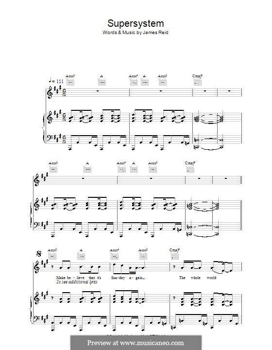 Supersystem (The Feelers): Для голоса и фортепиано (или гитары) by James Reid