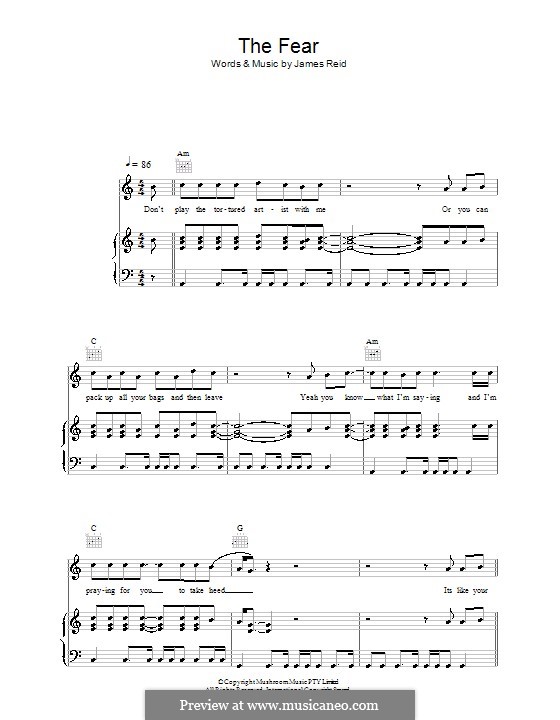 The Fear (The Feelers): Для голоса и фортепиано (или гитары) by James Reid