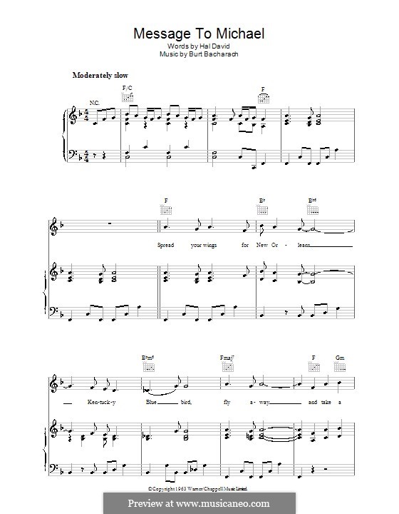 A Message to Martha (A Message to Michael/Kentucky Bluebird): Для голоса и фортепиано (или гитары) by Burt Bacharach