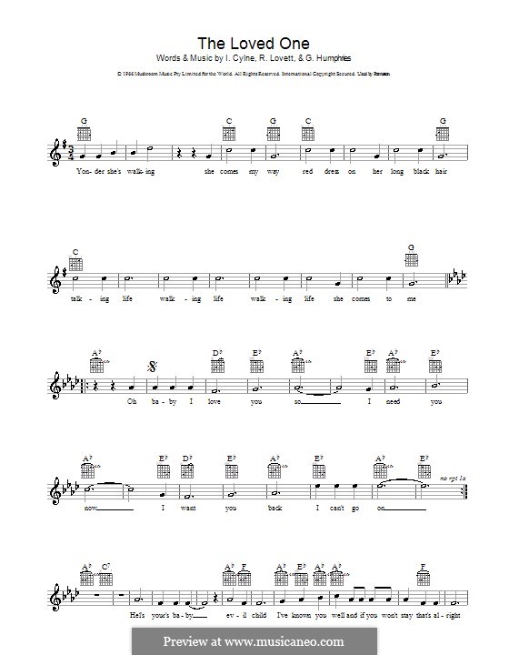 The Loved One (INXS): Мелодия, текст и аккорды by Gerry Humphries, Ian Clyne, Rob Lovett