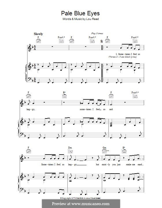 Pale Blue Eyes: Для голоса и фортепиано (или гитары) by Lou Reed