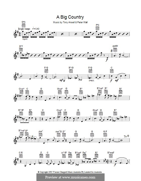 A Big Country: Мелодия, текст и аккорды by Peter Wall