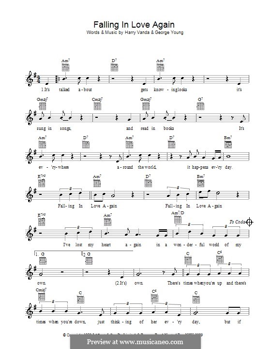 Falling in Love Again (Ted Mulry): Мелодия, текст и аккорды by George Young, Harry Vanda