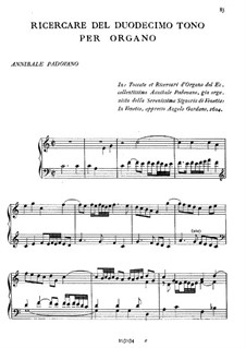 Ricercare del Duodecimo Tono per Organo: Ricercare del Duodecimo Tono per Organo by Аннибале Падовано