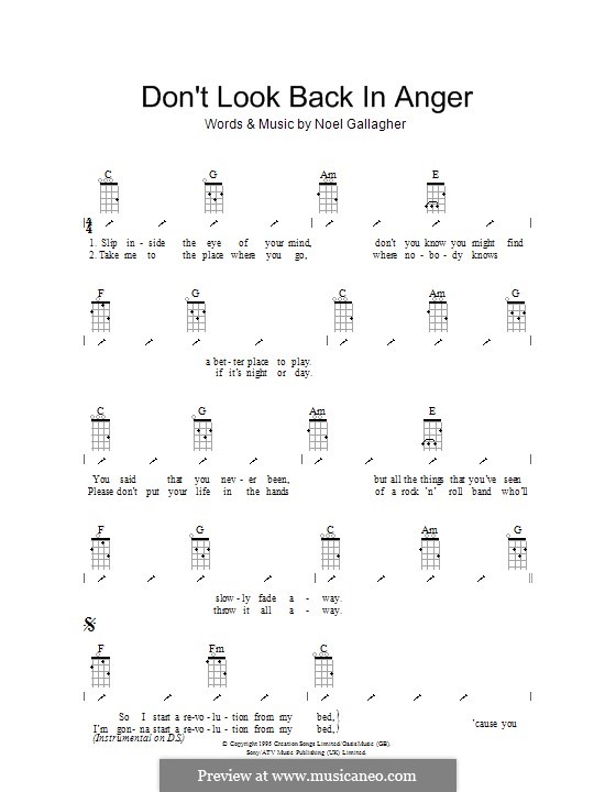 Don't Look Back in Anger (Oasis): Для укулеле с вариантом боя by Noel Gallagher