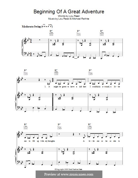 Beginning of a Great Adventure (Lou Reed): Для голоса и фортепиано (или гитары) by Michael Rathke