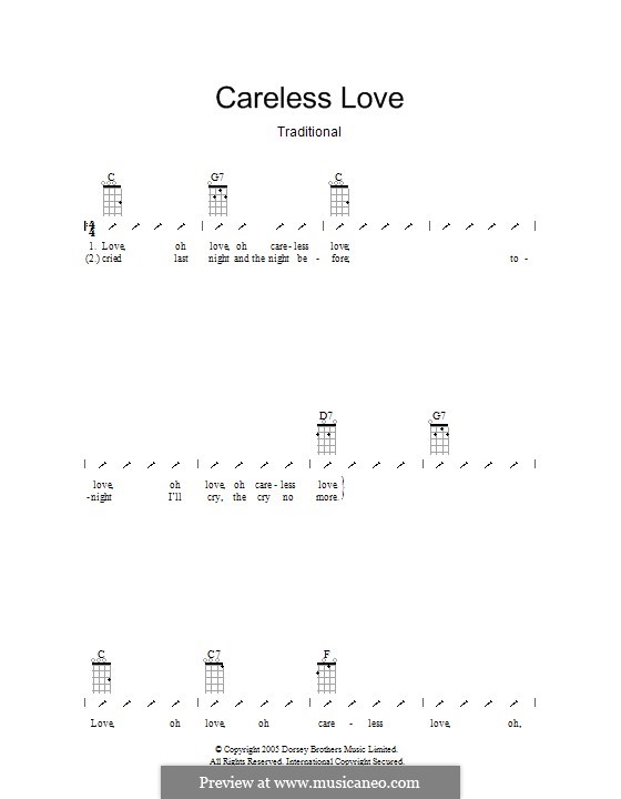 Careless Love: Ukulele with strumming patterns by folklore