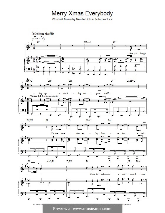 Merry Xmas Everybody (Slade): Для голоса и фортепиано (или гитары) by James Lea, Noddy Holder