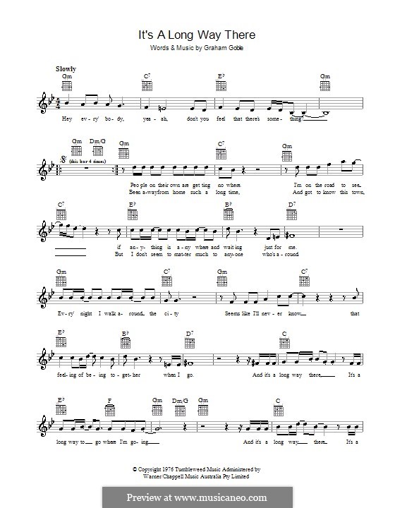 It's a Long Way There (The Little River Band): Мелодия, текст и аккорды by Graham George Goble