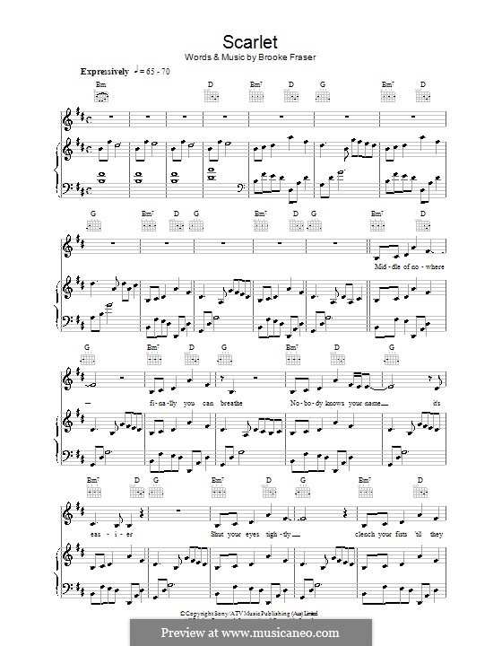 Scarlet: Для голоса и фортепиано (или гитары) by Brooke Fraser