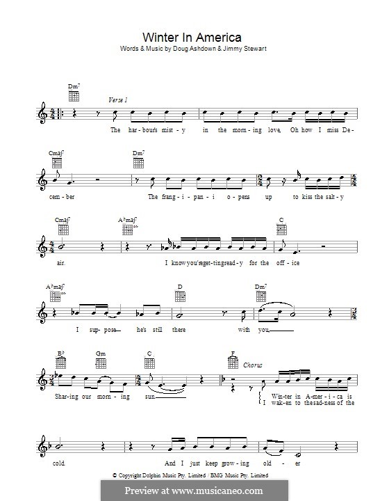 Winter in America: Мелодия, текст и аккорды by Jimmy Alan Stewart
