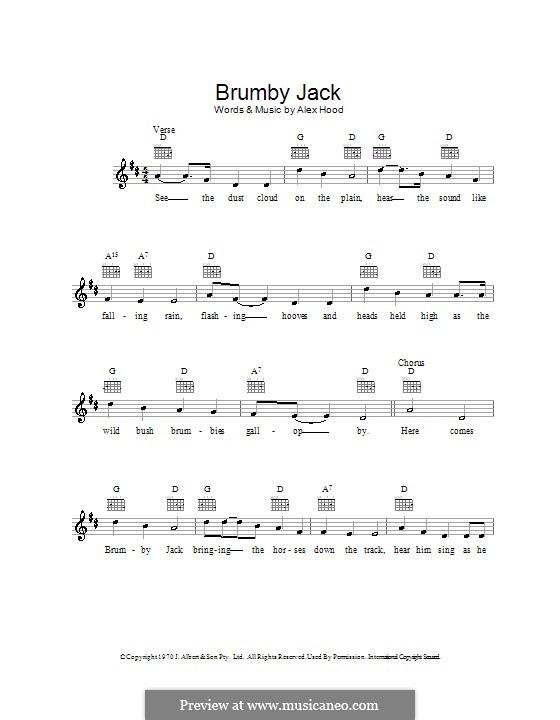 Brumby Jack: Мелодия, текст и аккорды by Alex Hood