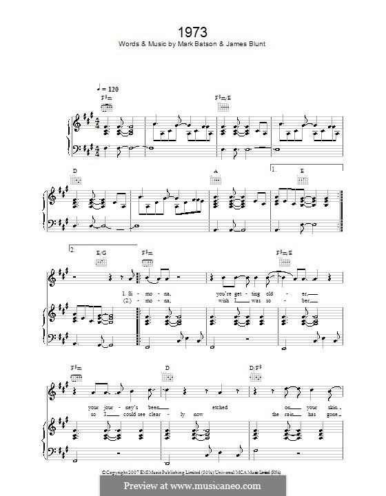 1973: Для голоса и фортепиано (или гитары) by James Blunt, Mark Batson