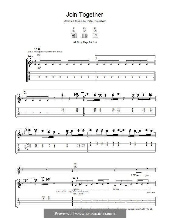 Join Together (The Who): Гитарная табулатура by Peter Townshend