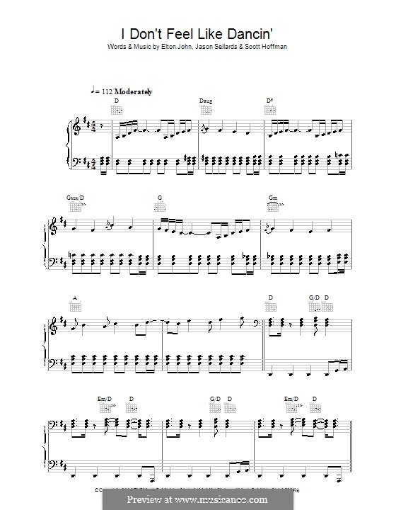 I don't Feel Like Dancin' (Scissor Sisters): Для голоса и фортепиано (или гитары) by Elton John, Jason Sellards, Scott Hoffman
