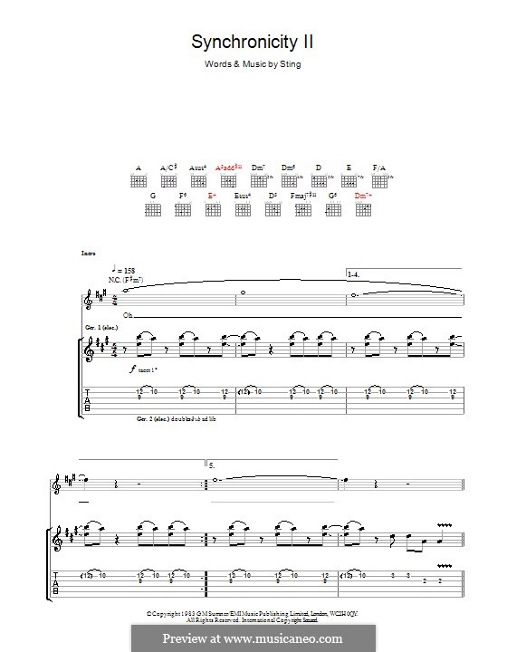 Synchronicity II (The Police): Гитарная табулатура by Sting