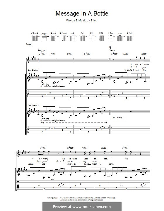 Message in a Bottle (The Police): Гитарная табулатура by Sting