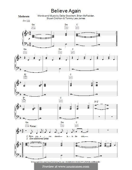 Believe Again: Для голоса и фортепиано (или гитары) by Stuart Crichton, Tommy Lee James