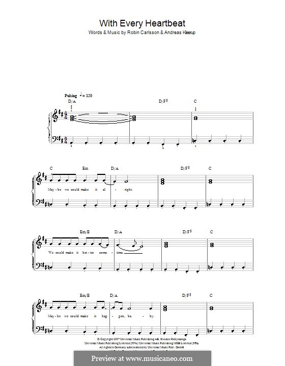 With Every Heartbeat (Robyn): Для фортепиано (легкий уровень) by Andreas Kleerup, Robin Carlsson