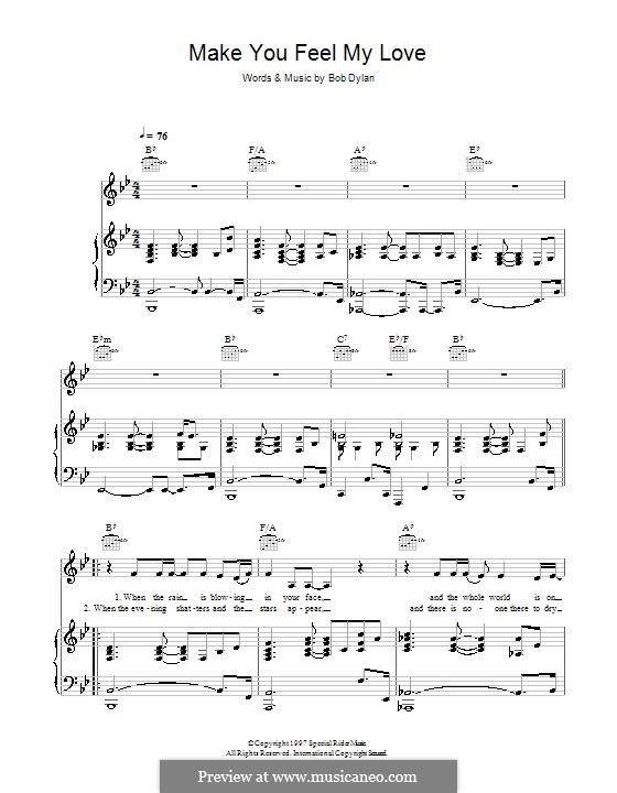Make You Feel My Love: Для голоса и фортепиано или гитары (си бемоль мажор) by Bob Dylan