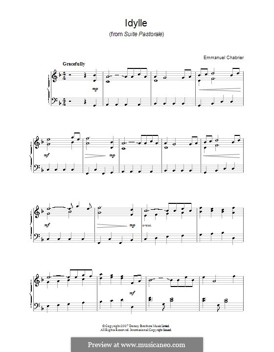 Пасторальная сюита: No.1 Idylle, for easy piano by Эммануэль Шабрие