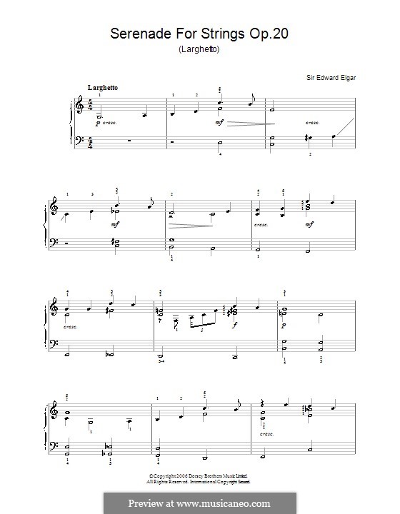 Серенада для струнного оркестра, Op.20: Часть II. Версия для фортепиано by Эдуард Элгар