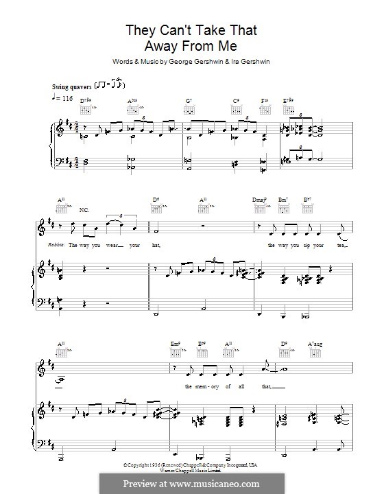 They Can't Take That Away from Me: Для голоса и фортепиано или гитары (Robbie Williams) by Джордж Гершвин