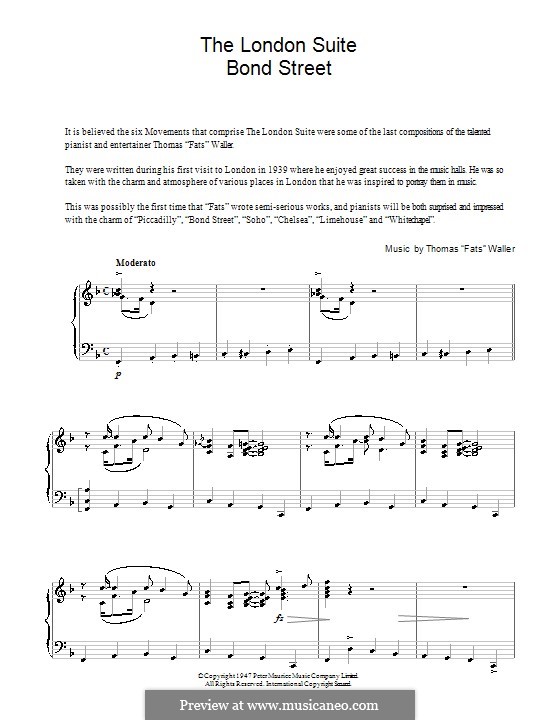 Bond Street (from The London Suite): Для фортепиано by Fats Waller